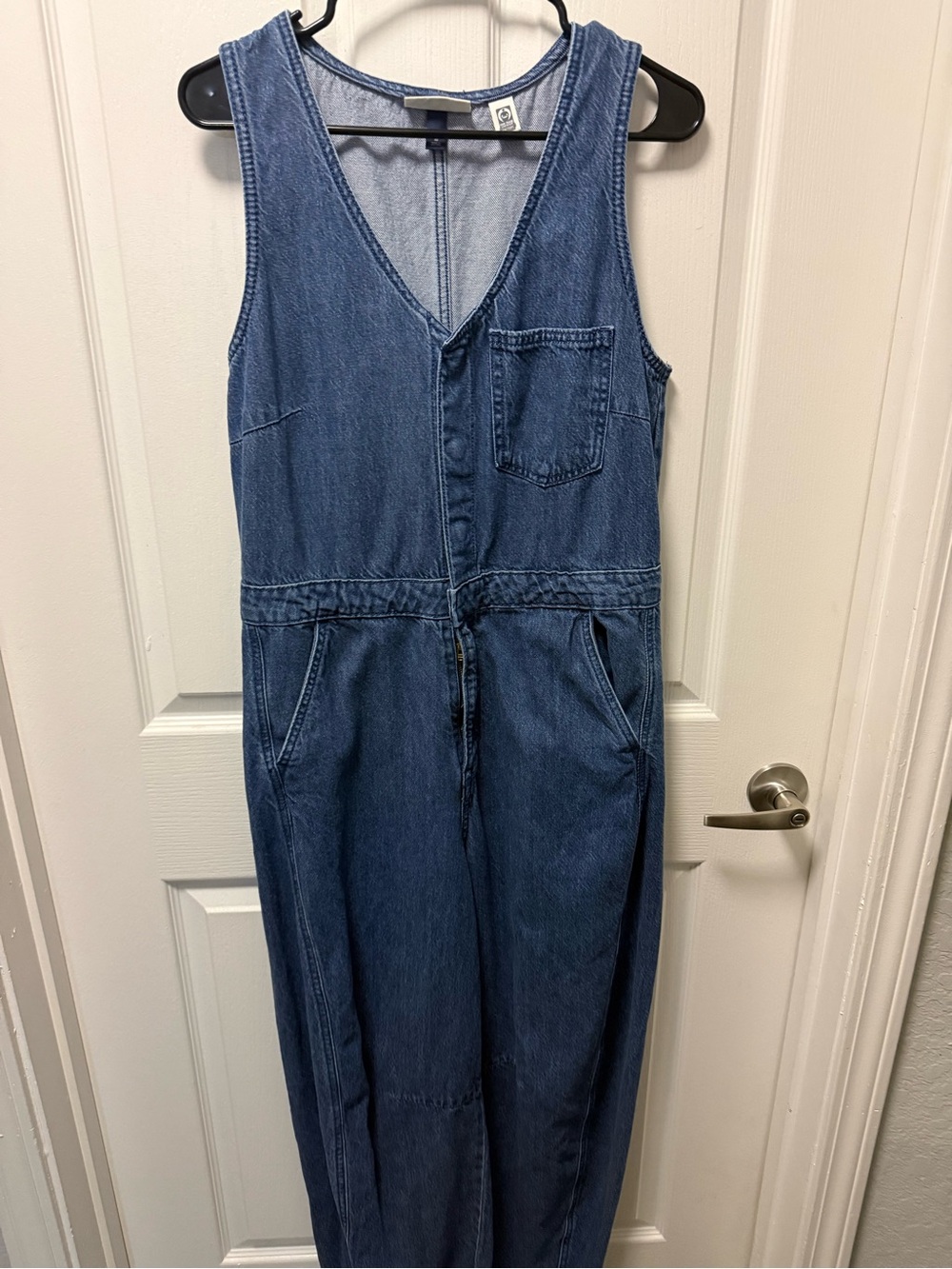 Curved Leg Denim Jumpsuit